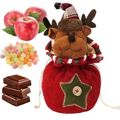Weihnachtliche Gestrickte Beutel,Weihnachtssacke - Santa Rentier Wiederverwendbarer Verpackungsbeutel Dekoration Kinder Sussigkeiten Verpackung von Generisch