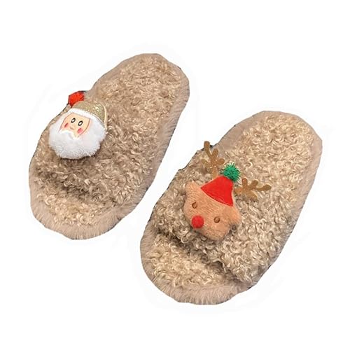 Weihnachts Barfussschuhe Kinder Offener Hausschuhe Mädchen Rutschfest Pantoletten Warme Slippers Weiche Plüsch Freizeitschuhe Leichte Kawaii Filzpantoffeln Zu Hause von Generisch