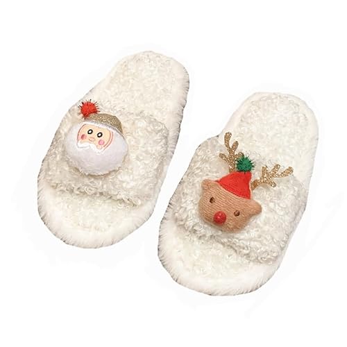 Weihnachts Barfussschuhe Kinder Offener Hausschuhe Mädchen Rutschfest Pantoletten Warme Slippers Weiche Plüsch Freizeitschuhe Leichte Kawaii Filzpantoffeln Zu Hause von Generisch