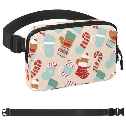 Weihnachts-Elemente-1 Crossbody-Bauchtasche für Damen und Herren, Gürteltasche für Reisen, Freizeit, Spazierengehen, Laufen, Wandern, Radfahren, Mehrfarbig 02, 1.5x9.0x5.9in/4x23x15cm von Generisch