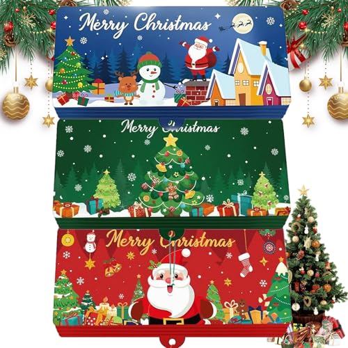 Weihnachts-Geldumschlag für Bargeld, Geldhalter mit 10 Fächern für Bargeld, Weihnachtsfeier, Geschenke, Geldhalter für Männer, Frauen, Mädchen, Jungen, Jeweils, Regular, Täglich von Generisch