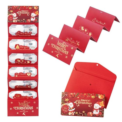 Weihnachts-Geldumschlag für Bargeld – Geldhalter mit 6 Fächern für Bargeld, Überraschungskartenhalter für Weihnachten, DIY Urlaub Geldkarte für Geld Halter für Frauen Männer Mädchen Jungen Mama Papa von Generisch