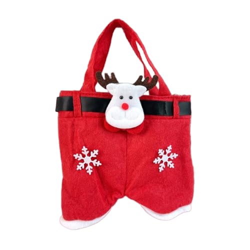 Weihnachts-Geschenktüten, Weihnachtsmann-Hose, Süßigkeitentüten, Weinflaschen-Geschenktüten mit Griffen, Weihnachts-Weinflaschen-verzierte Süßigkeitenkörbe (weißer Elch, L), Weißer Elch, L, Niedlich von Generisch
