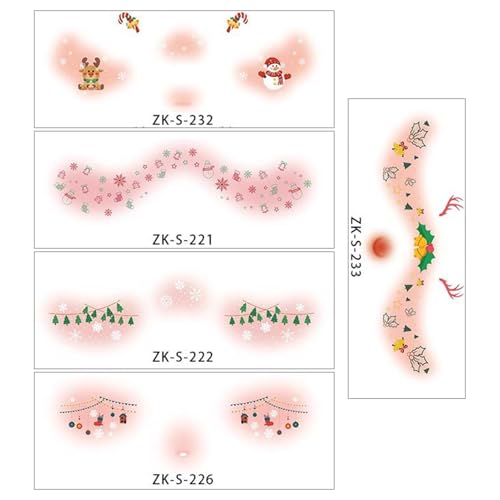 Weihnachts-Gesichtsaufkleber, Weihnachts-Glitzer- Goldprägung Weihnachts-Gesichts-Aufkleber Glitzer-Gesichtsaufkleber,Wasserdichte Gesichts-Make-up-Patches, Temporäre Gesichtsaufkleber von Generisch