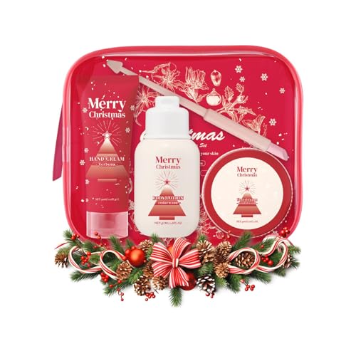 Weihnachts Gesichtsfeuchtigkeitscreme und Körperlotion Pflegeset, Pflegende Hand und Fußcreme, Nagellackstift, Feuchtigkeitsspendendes und Pflegendes Set für Winter (1) von Generisch