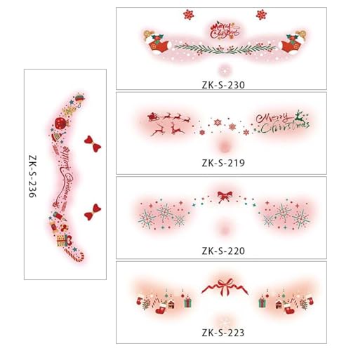 Weihnachts-Gesichtstattoo, Weihnachts-Gesichtsaufkleber | 5 Stück glitzernde Gesichtsaufkleber Temporäres Gesichtstattoo - Wasserdichte, glitzernde, temporäre Aufkleber, Gesichts-Make-up-Patches für D von Generisch