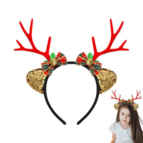 Weihnachts-Geweih-Stirnband, Rentier-Geweih-Stirnband, Weihnachtskopfschmuck mit Geweih, Stilvolles Rentiergeweih-Stirnband, Hirschgeweih-Stirnband für Erwachsene und Kinder für Weihnachtskostüme von Generisch