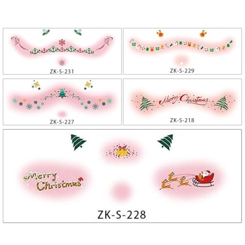 Weihnachts-Glitzer-, Weihnachts-Make-up-Aufkleber Temporäres Gesichtstattoo mit Goldprägung, Glitzer-Gesichtsaufkleber,Wasserdichte Gesichts-Make-up-Patches, temporäre Gesichtsaufkleber für We von Generisch