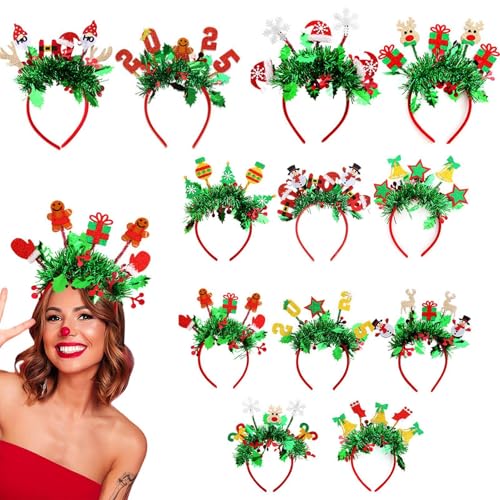 Weihnachts-Haarschmuck,Weihnachts-Haarband, Dekoratives elastisches Haarband, 12X festliche Elch-Stirnbänder für Neujahr, Rollenspiele, Feiern von Generisch