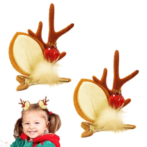 Weihnachts-Haarspangen – 2 x niedliche Rentiergeweih-Haarnadeln, Urlaubs-Haar-Accessoires, Weihnachts-Maskerade-Geschenke für Frauen von Generisch