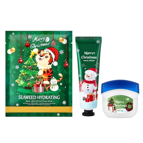 Weihnachts Handcreme - 3 Stück Tragbare Feuchtigkeits Gesichtsmaske,Hautpflege Vorrat für Frauen Männer Jugendliche Familie | Mama Papa Oma Opa von Generisch