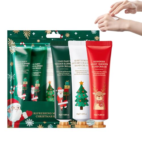 Weihnachts-Handcreme- und Lippenbalsam-Set, Herbst und Winter, Anti-Austrocknung und Hautbefeuchtung, Für trockene, rissige Haut und Hände (Handcreme-Set) von Generisch