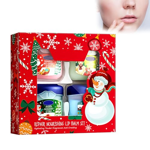 Weihnachts-Handcreme- und Lippenbalsam-Set, Herbst und Winter, Anti-Austrocknung und Hautbefeuchtung, Für trockene, rissige Haut und Hände (Reparierendes, pflegendes Lippenbalsam-Set) von Generisch