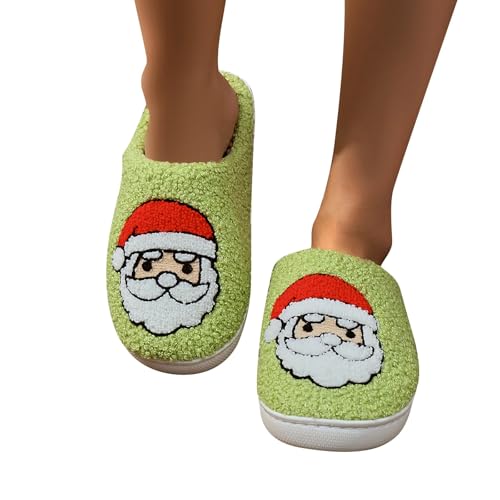 Weihnachts-Hausschuhe Für Damen Herren - Damen Herren Plüsch Hausschuhe Bequem Pantoletten Schlappen Niedliche Filzpantoffeln Hauspatschen Rutschfest Paare Slippers Plüschhausschuhe von Generisch