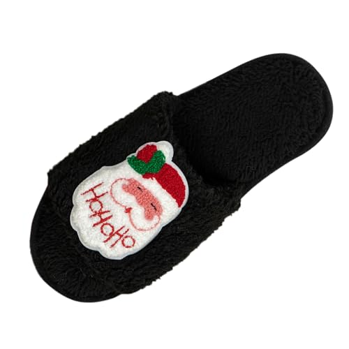 Weihnachts-Hausschuhe für Damen, Weihnachtsmann-Geschenk, dicke weiche Slider, warme Winterrutschen, flippige Schlafzimmer-Slides für den Herbst, flauschige Kissen-Hausschuhe für den Innenbereich von Generisch