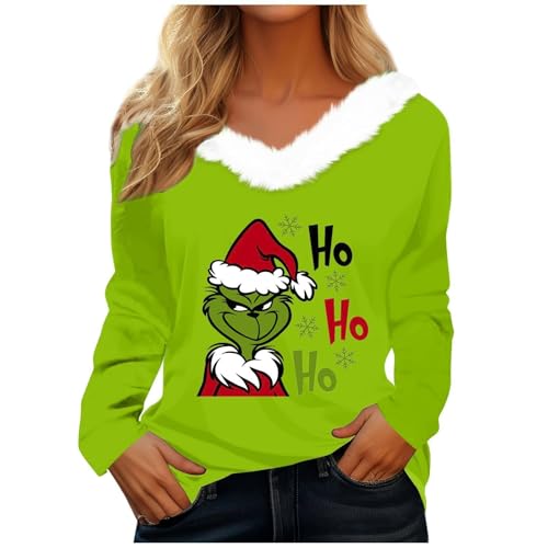 Weihnachts Hoodie Damen Grinch Pullover Weihnachtspullover Sexy Weihnachts-Outfit für Damen Plüsch-Kragen Manschetten Lustig Langarm T-Shirt Festlich Lässig Weihnachtsoutfit Für Frauen Weihnachts Hoodie Damen Grinch Pullover Weihnachtspullover Sexy Weihnachts-Outfit für Damen Plüsch-Kragen Manschetten Lustig Langarm T-Shirt Festlich Lässig Weihnachtsoutfit Für Frauen von Generisch