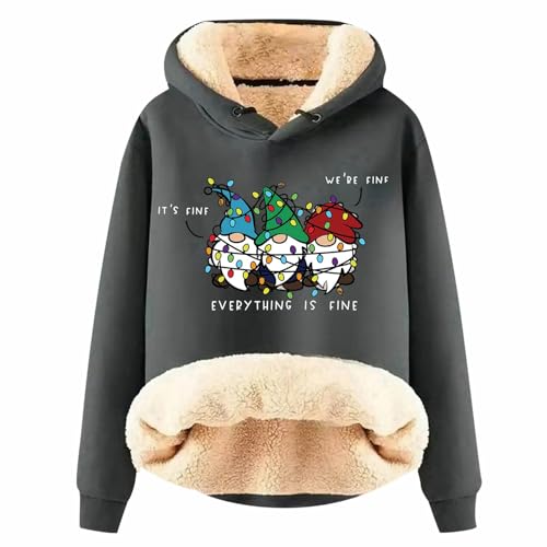 Weihnachts Hoodie Damen Lustig Weihnachtspullover Wichtel Lustig Weihnachts-Sweatshirt mit Kapuze Langarm Kapuzenpullover Große Größen Weihnachten Pullover Christmas Sweat Oberteile Teenager Mädchen von Generisch