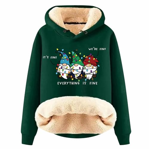 Weihnachts Hoodie Damen Lustig Weihnachtspullover Wichtel Lustig Weihnachts-Sweatshirt mit Kapuze Langarm Kapuzenpullover Große Größen Weihnachten Pullover Christmas Sweat Oberteile Teenager Mädchen von Generisch