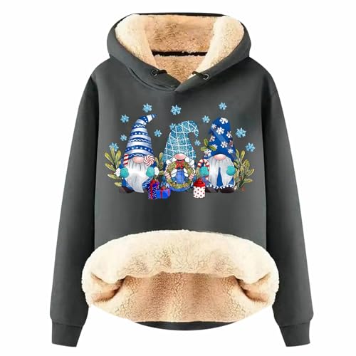 Weihnachts Hoodie Damen Lustig Weihnachtspullover Wichtel Lustig Weihnachts-Sweatshirt mit Kapuze Langarm Kapuzenpullover Große Größen Weihnachten Pullover Christmas Sweat Oberteile Teenager Mädchen von Generisch