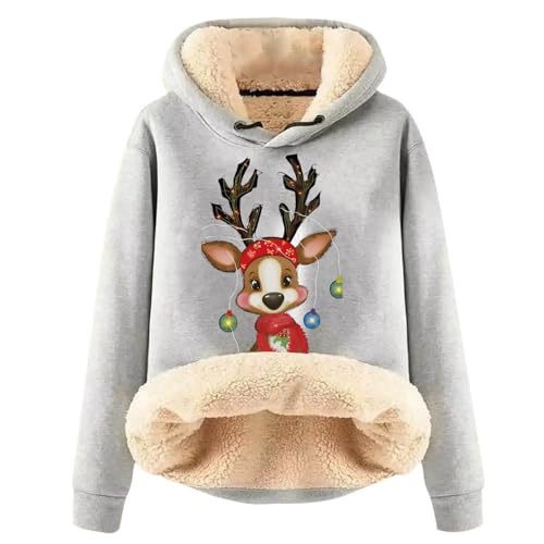 Weihnachts Hoodie Damen Lustig Weihnachtspullover Wichtel Lustig Weihnachts-Sweatshirt mit Kapuze Langarm Kapuzenpullover Große Größen Weihnachten Pullover Christmas Sweat Oberteile Teenager Mädchen von Generisch