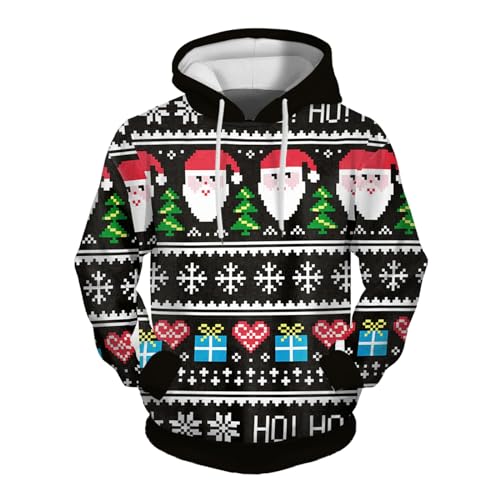 Weihnachts Hoodie Herren 3D Druck Weihnachtspullover mit Tasche Casual Weihnachtspulli Christmas Hoodie X-Mas Sweatshirt Halloween Weihnachten Christmas Weihnachts Hoodie Herren 3D Druck Weihnachtspullover mit Tasche Casual Weihnachtspulli Christmas Hoodie X-Mas Sweatshirt Halloween Weihnachten Christmas von Generisch