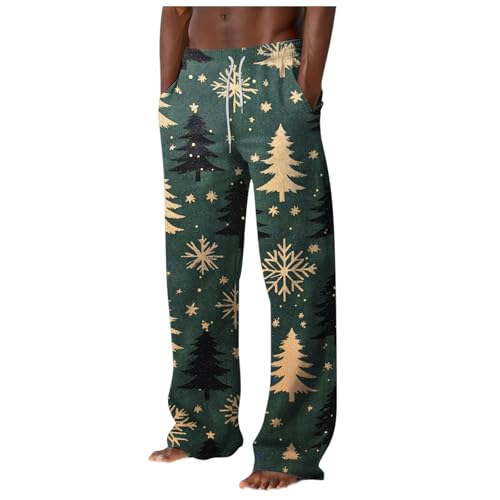 Weihnachts Jogginghose Herren Weihnachtshose Herren Kostüm Weihnachten Jogginghose Herren Weihnachten Druck High Waist Sporthose Taschen Winter Weites Bein Freizeithose Xmas Elegant Laufhose Hose von Generisch