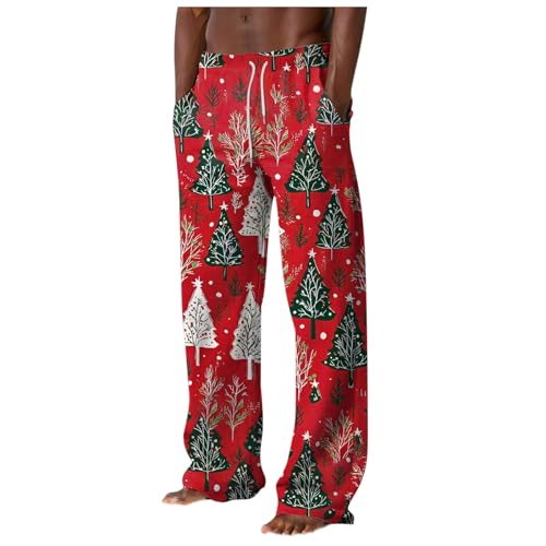 Weihnachts Jogginghose Herren Weihnachtshose Herren Kostüm Weihnachten Jogginghose Herren Weihnachten Druck High Waist Sporthose Taschen Winter Weites Bein Freizeithose Xmas Elegant Laufhose Hose von Generisch