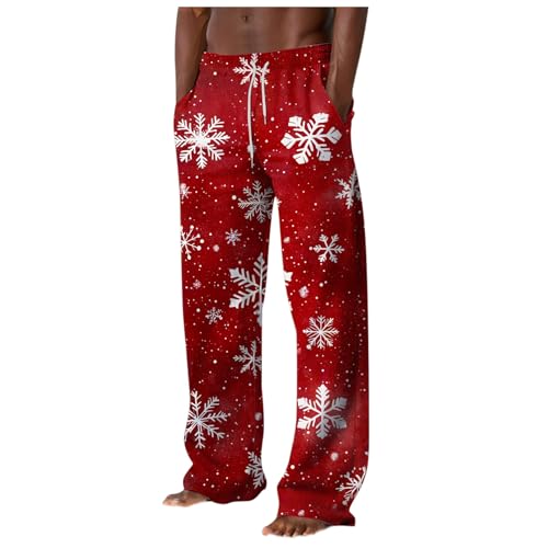 Weihnachts Jogginghose Herren Weihnachtshose Herren Kostüm Weihnachten Jogginghose Herren Weihnachten Druck High Waist Sporthose Taschen Winter Weites Bein Freizeithose Xmas Elegant Laufhose Hose von Generisch
