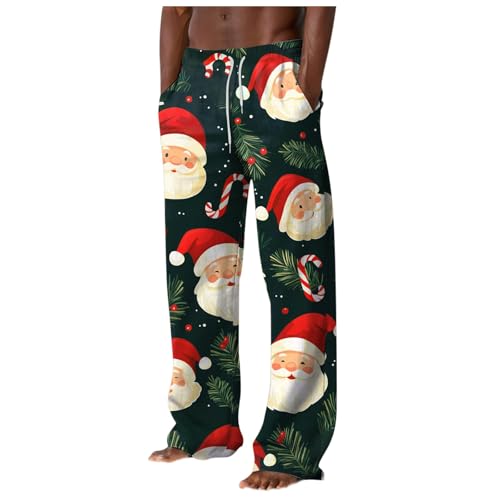 Weihnachts Jogginghose Herren Weihnachtshose Herren Kostüm Weihnachten Jogginghose Herren Weihnachten Druck High Waist Sporthose Taschen Winter Weites Bein Freizeithose Xmas Elegant Laufhose Hose von Generisch