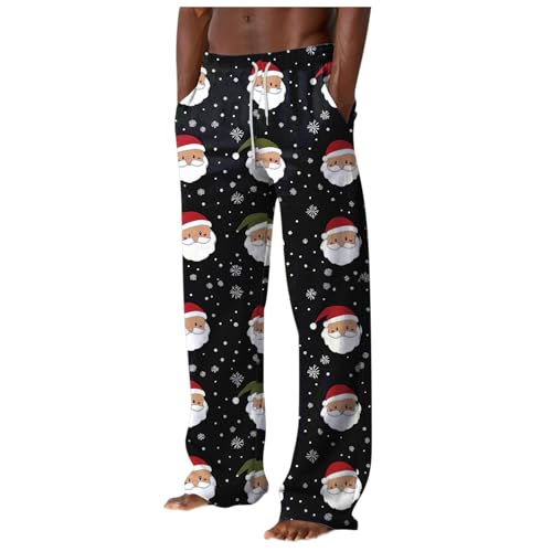 Weihnachts Jogginghose Herren Weihnachtshose Herren Kostüm Weihnachten Jogginghose Herren Weihnachten Druck High Waist Sporthose Taschen Winter Weites Bein Freizeithose Xmas Elegant Laufhose Hose von Generisch