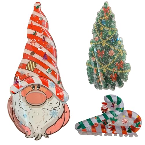 Weihnachts-Krallenklammer, Weihnachts-Haarspange, Weihnachts-Haarschmuck, stilvolle dicke Haarspange, niedliche Weihnachts-Haarspange, Glitzer-Weihnachtsmann-Weihnachtsbaum-Krallenklammer für Mädchen von Generisch