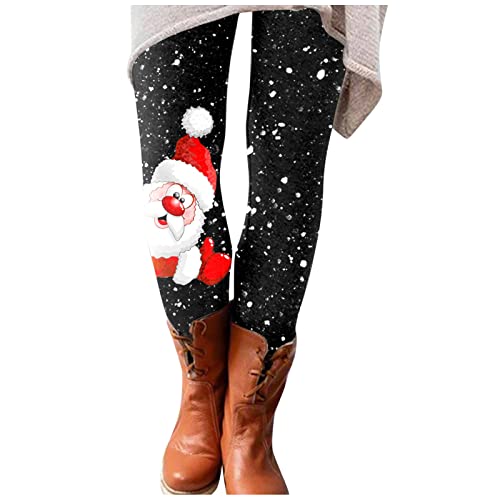 Weihnachts Leggings Damen Fleece Hose Weihnachtsleggings Warm High Waist Skinny Christmas Thermo Leggings Winter Muster Push Up Stretch Workout Yoga Sport Jogginghose Weihnachts Fleecefutter Hose von Generisch