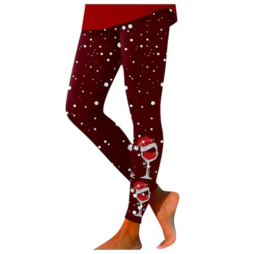Weihnachts Leggings Damen Stretch Elegante Weihnachtsleggings Yoga Hosen High Waist Fitnesshose Sportleggins Weihnachtsmotiv Festliche Weihnachtshose Laufhose Winter Warm Weihnachtsoutfit von Generisch