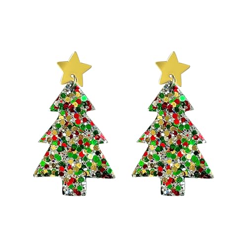Weihnachts Ohrringe für Frauen Ohrstecker mit Strasssteinen Weihnachtsbaum-Ohrringe Funkelnder Schmuck für Feiertage, Partys, Festivals und Kostümpartys Accessoires Sie von Generisch