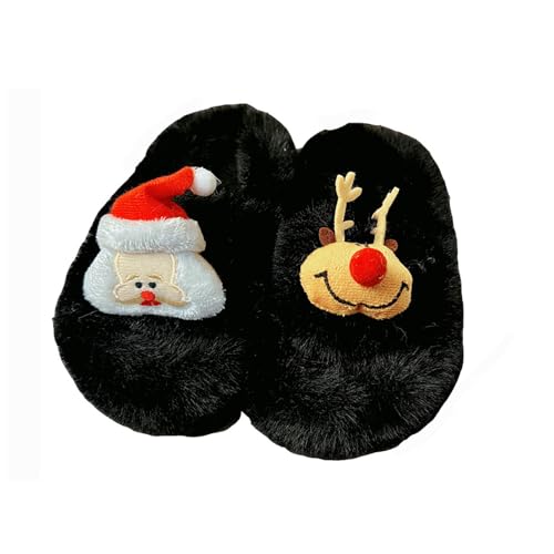 Weihnachts Pantoletten Kinder Fuzzy Hausschuhe Mädchen Rutschfester Pantoletten mit Motive Slippers Offener Weich Freizeitschuhe Flachem Lustige Schlappen Bequeme Schuhe von Generisch