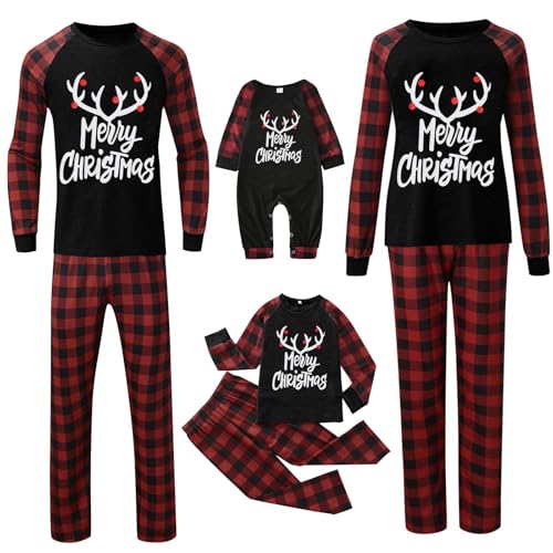 Weihnachts Pyjama Set,Weihnachtspyjama Familie Set Matching Schlafanzug Damen Herren Partner Christmas Pyjama Kinder Jungen Mädchen Weihnachten Schlafanzug Weihnachten Bedruckte Nachtwäsche von Generisch