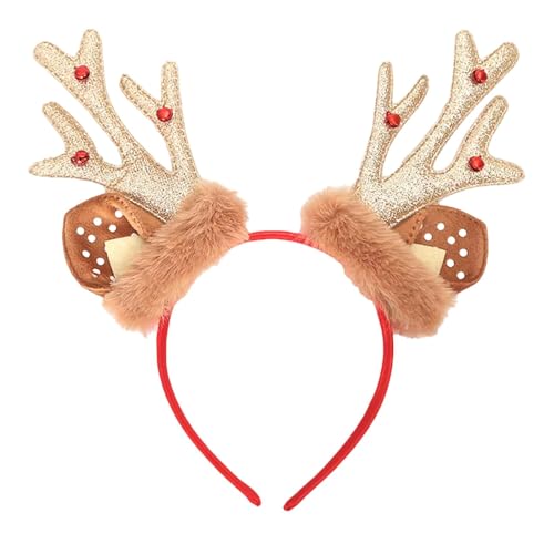 Weihnachts-Rentier-Geweih-Stirnband – Weihnachts-Hirschgeweih-Kopfschmuck – Winterfest-Geweih-Stirnbänder Für Frauen, Dekorativ, Festlich Mit Glöckchen – Weihnachts-Hirschohren-Stirnband von Generisch