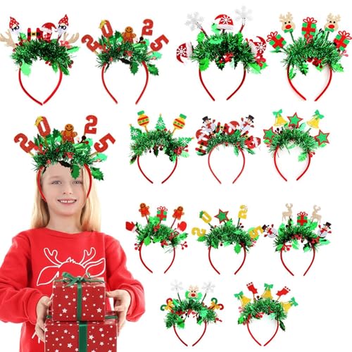 Weihnachts-Stirnbänder für Frauen, süße Weihnachts-Stirnbänder - Cartoon elastische dekorative Stirnbänder | 12 x süße Haar-Accessoires, leichte -Kopfbedeckung für Maskerade, Rollenspiele, F Weihnachts-Stirnbänder für Frauen, süße Weihnachts-Stirnbänder - Cartoon elastische dekorative Stirnbänder | 12 x süße Haar-Accessoires, leichte -Kopfbedeckung für Maskerade, Rollenspiele, F von Generisch