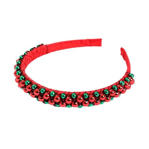 Weihnachts-Stirnbänder mit Perlen, Haarreifen für Weihnachten, Kopfschmuck, Kostümparty, Rot / Grün von Generisch
