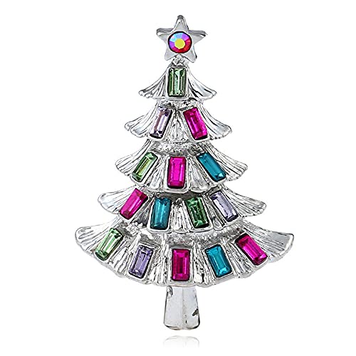 Weihnachtsbaum Brosche Anhänger mehrfarbige Strass Kristall Pin Hochzeit Schmuck Geschenk Cardigan Clips (C, One Size) von Generisch