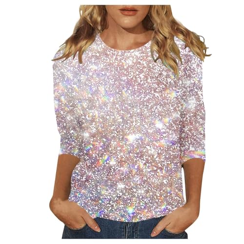 Weihnachtsbluse Damen, Pailletten Oberteile Damen 3/4-Ärmel Glitzer Shirt Damen Elegant Silvester Outfit Elegant Festliche Kleidung Große Größen Glitzer Rotes Blusen Casual Langarm Tunika Weihnachtsbluse Damen, Pailletten Oberteile Damen 3/4-Ärmel Glitzer Shirt Damen Elegant Silvester Outfit Elegant Festliche Kleidung Große Größen Glitzer Rotes Blusen Casual Langarm Tunika von Generisch