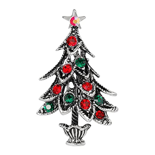 Weihnachtsbrosch Dame Weihnachtsbaumbrosche Glänzend Weihnachten Weihnachtsschmuck Damen Weihnachtsanstecker Weihnachten Schmuck Christmas Decorations (J, One Size) von Generisch