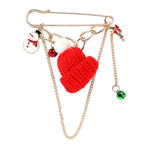 Weihnachtsbroschen, Modeschmuck, Abzeichen, Kragennadel, Metallkette, Sicherheitsnadeln, Cardigan-Clips für Damen, 7.5cm*11cm, Kunststoff, Kein Edelstein von Generisch