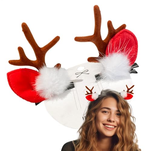 Weihnachtsclips für Haare, Geweih-Haarclips - Süße Weihnachts-Haar-Accessoires Weihnachts-Haarspangen,Modische Haarspangen-Accessoires, Urlaubs-Haar-Accessoires für Frauen und Mädchen von Generisch