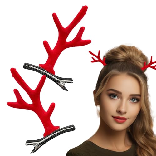 Weihnachtsclips für Haare, Geweih-Haarclips - Weihnachts-Haarschmuck, stilvolle Rentier-Haarspange,Modische Weihnachts-Haarnadel-Haarspangen-Accessoires für Frauen und Mädchen von Generisch