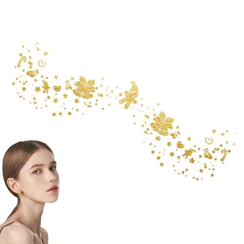 Weihnachtsgesichts-Glitzeraufkleber,Weihnachtsgesichtsaufkleber, Festival-Make-up-Weihnachtsaufkleber, Gold temporäre Aufkleber Augen-Make-up-Aufkleber, glitzernde Körper- und Gesichts-Make-up-Aufkleb von Generisch