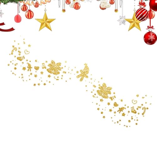 Weihnachtsgesichts-Glitzeraufkleber,Weihnachtsgesichtsaufkleber,Festival-Make-up-Weihnachtsaufkleber - Goldfarbene Glitzer-Aufkleber, wasserfeste Aufkleber, Augen-Make-up-Aufkleber für Weihnachtsmusik von Generisch