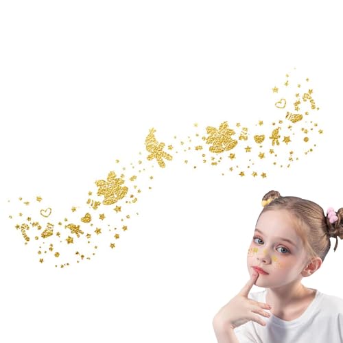 Weihnachtsgesichts-Glitzeraufkleber,Weihnachtsgesichtsaufkleber - Festival Weihnachtsaufkleber Gesichtsaufkleber | Gold temporäre Aufkleber Augen-Make-up-Aufkleber, glitzernde Körper- und Gesichts- von Generisch