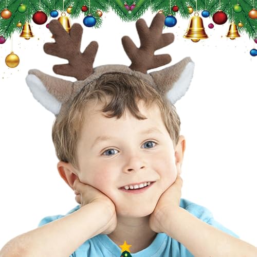 Weihnachtsgeweih-Stirnband, Rentier-Haarreifen mit Ohren, Allzweck-Weihnachts-Elch-Stirnband, Kopfbedeckung, klassischer Stil für Karneval und Ostern von Generisch