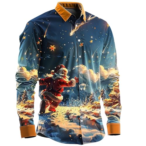 Weihnachtshemd Herren Langarm Weihnachtshemden für Männer Weihnachtsmann Langarm Herren Weihnachten Tops Weihnachten T-Shirts für Männer, Blau #6, 3XL Weihnachtshemd Herren Langarm Weihnachtshemden für Männer Weihnachtsmann Langarm Herren Weihnachten Tops Weihnachten T-Shirts für Männer, Blau #6, 3XL von Generisch